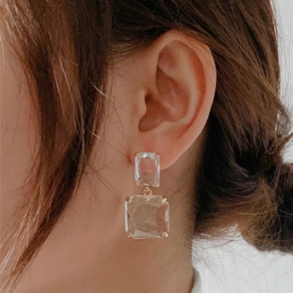 Double Square Drop Earrings - image 2